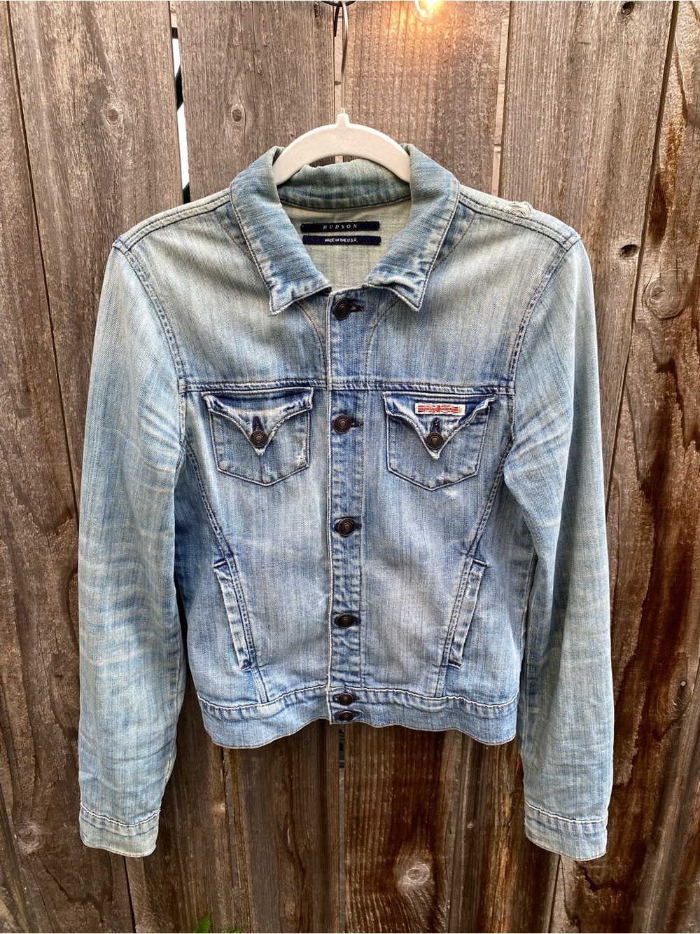 Hudson Vintage Light Wash Denim Jacket - Light Blue